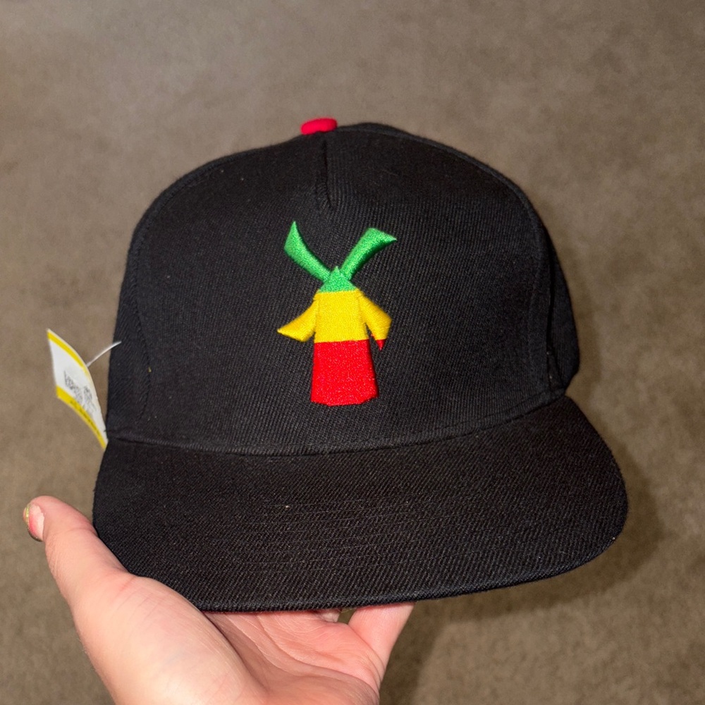 Dutch Bros rare Rasta Black Snapback Hat with Multicolor Embroidered Logo